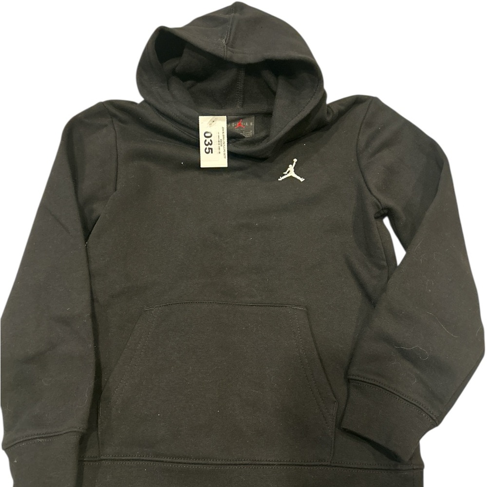 Jordan Boys Brooklyn Fleece Pullover Hoodie Black Jumpman Logo Size 7 85B226-023